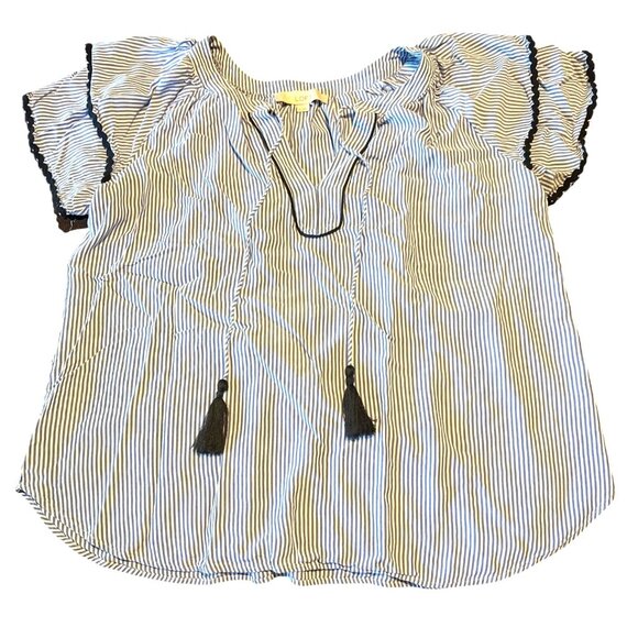 Loft Striped layered cuff tassel top Size M - Picture 2 of 7